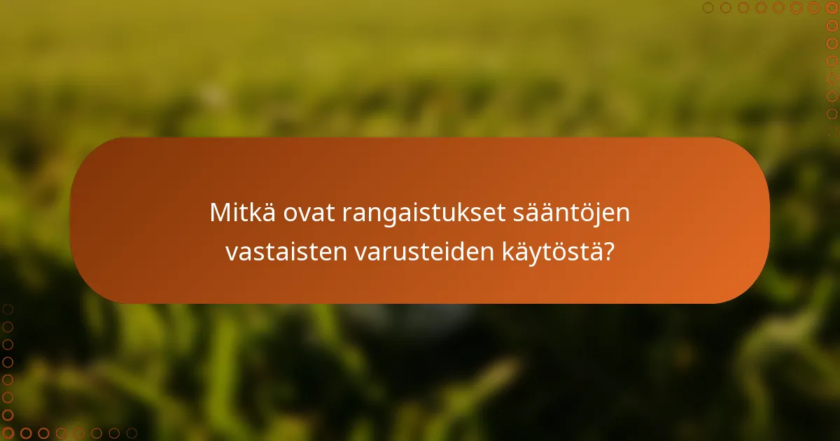Mitkä ovat rangaistukset sääntöjen vastaisten varusteiden käytöstä?